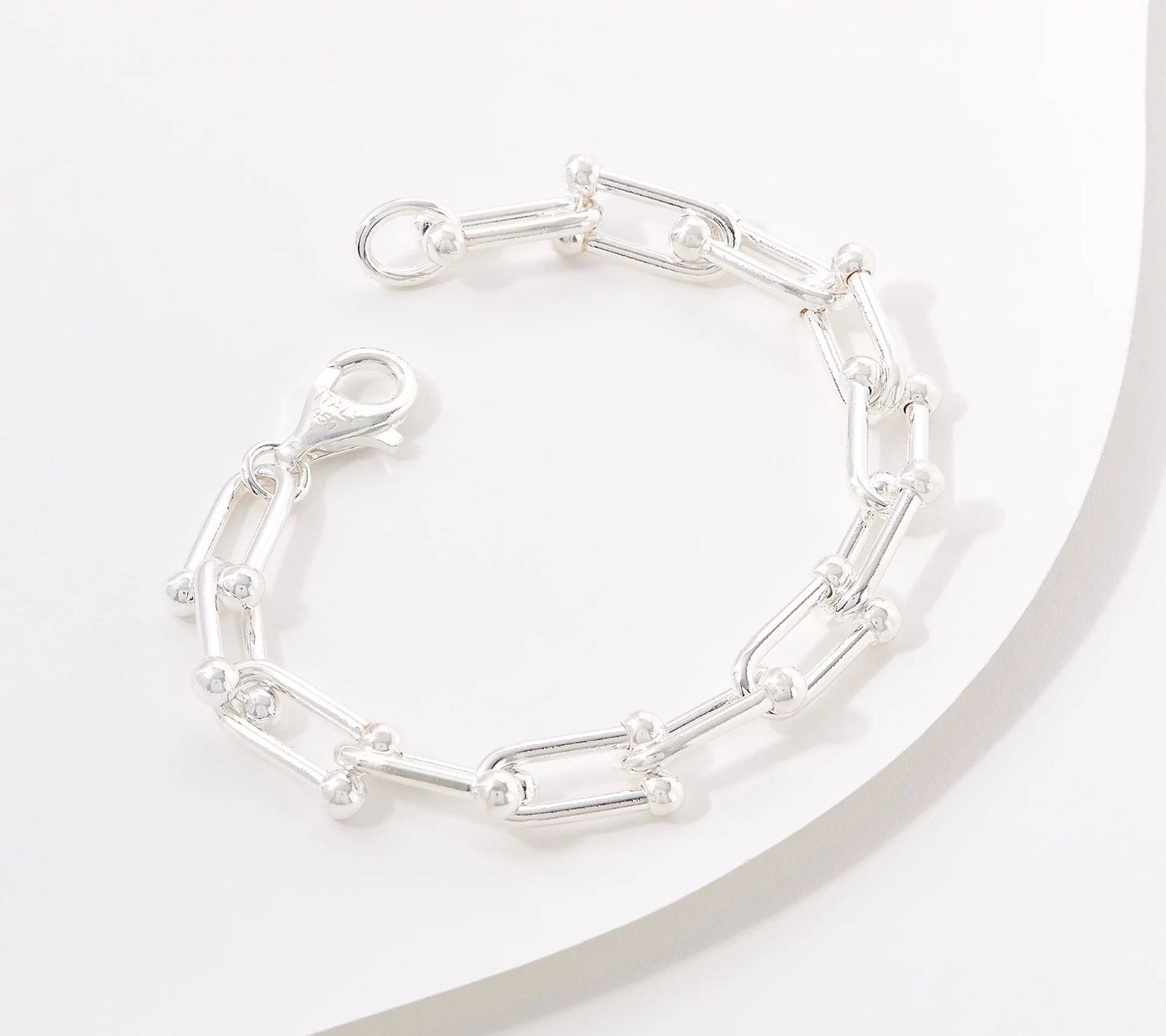 UltraFine 950 Silver Fancy U-link chain Bracelet, Size 6-3/4"