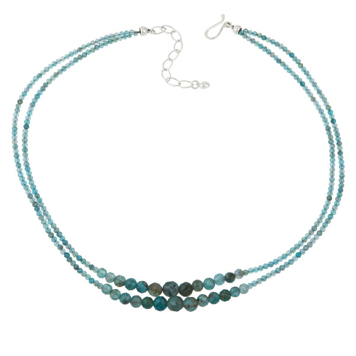 Jay King Sterling Silver Apatite Bead 2-Strand 18" Necklace ~