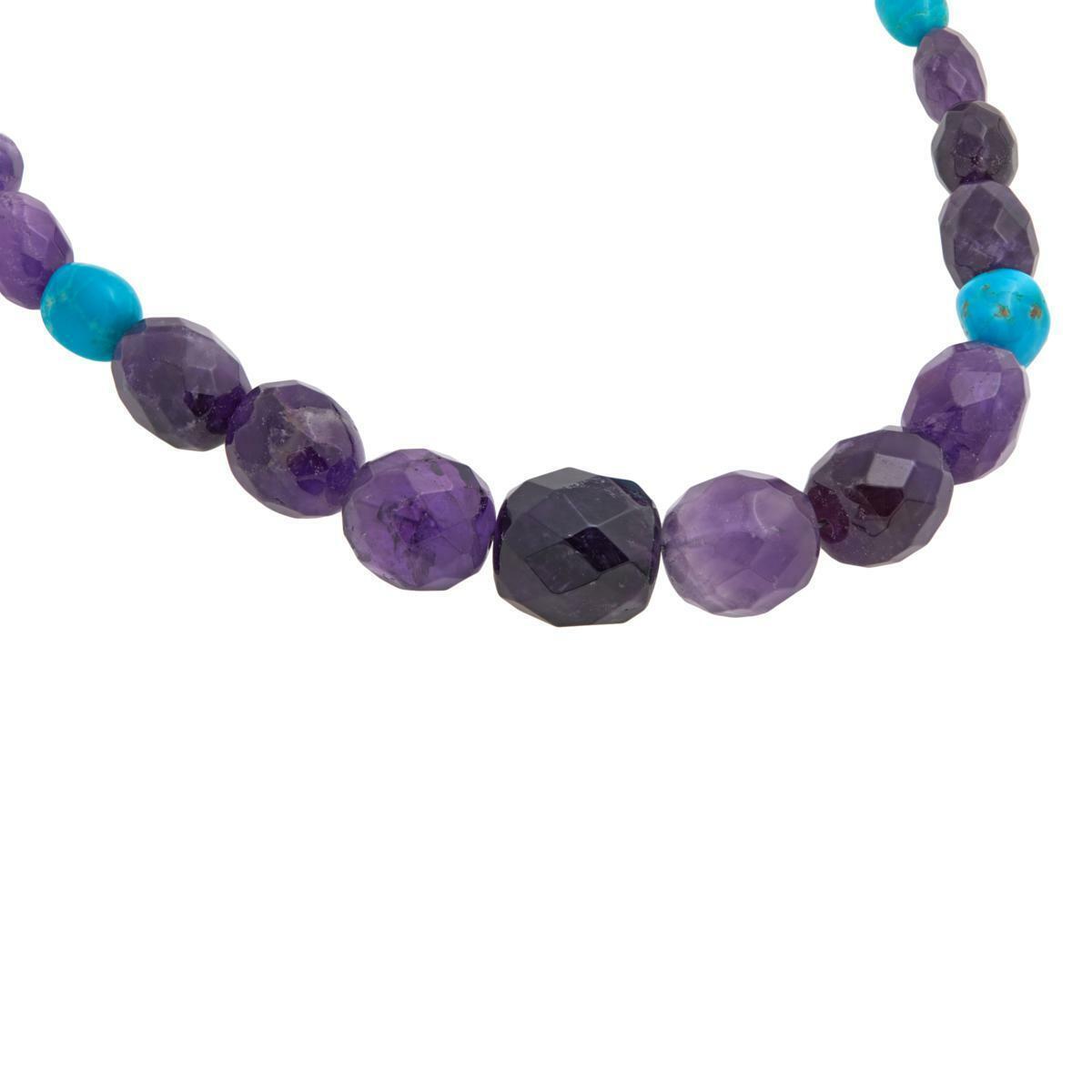 Jay King Amethyst and Turquoise Nugget Bead 20" Necklace ~