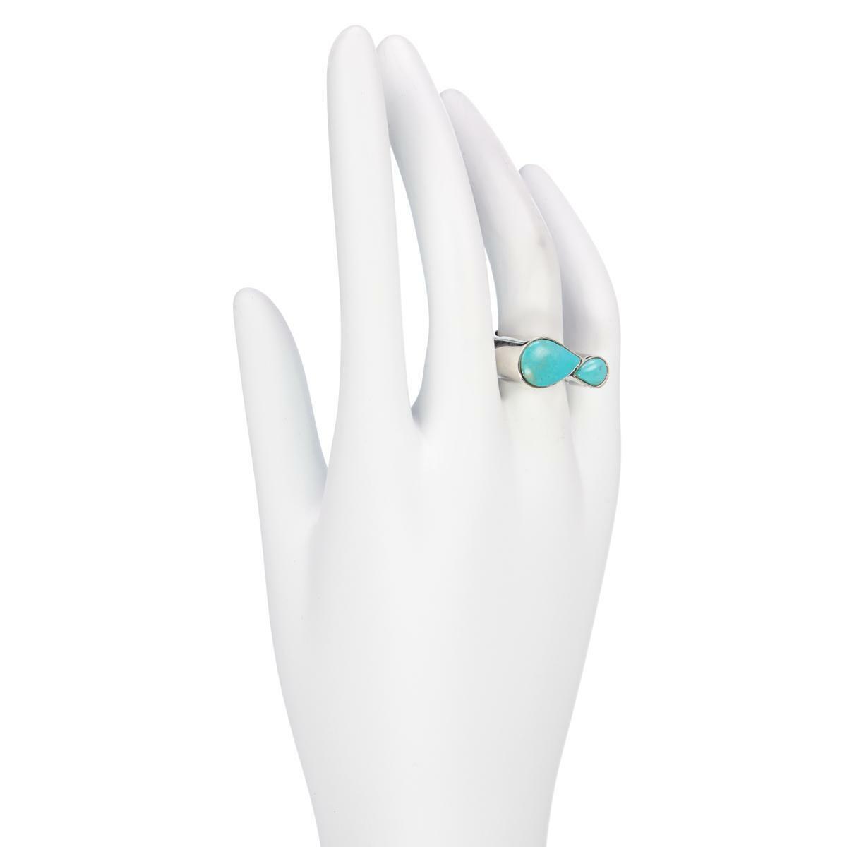 Jay King 2Stone Turquoise Hill Turquoise Sterling Silver Ring Size 7 HSN $90 (36
