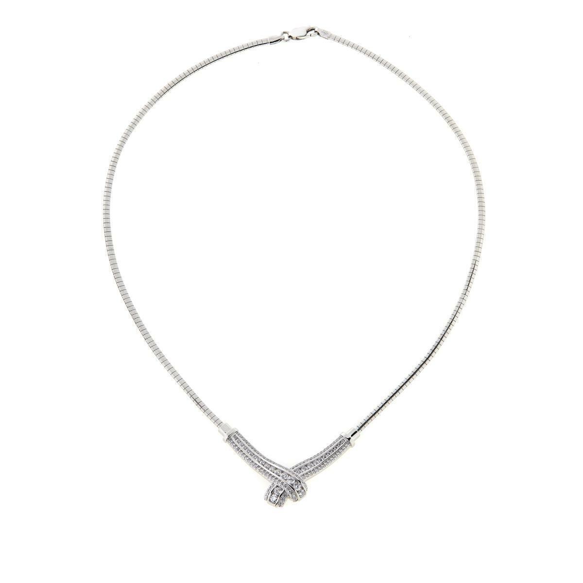 Absolute 1.80Ctw Cz Sterling Silver Bypass 17" Omega Necklace Hsn $130
