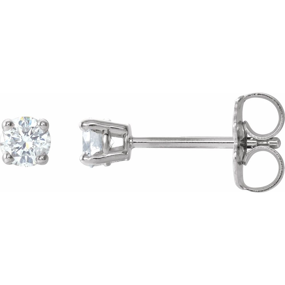 14K White 1/5 Ctw Natural Diamond Stud Earrings