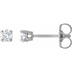 14K White 1/5 Ctw Natural Diamond Stud Earrings