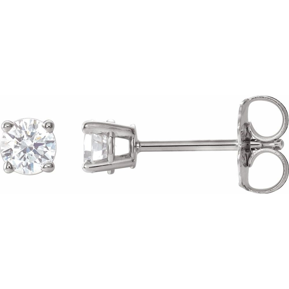 14K White 1/3 Ctw Natural Diamond Stud Earrings
