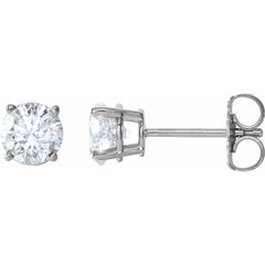 14K White Natural White Sapphire Stud Earrings