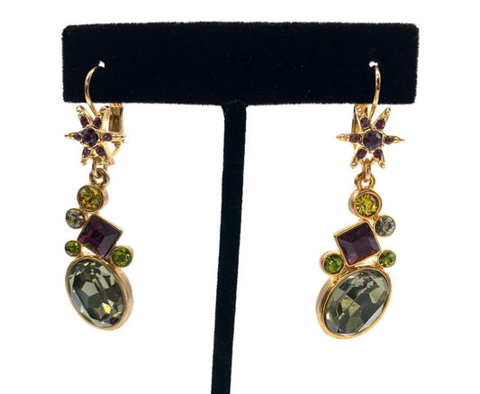 Kirks Folly Vintage Multi-Color Star Crystal  Earrings