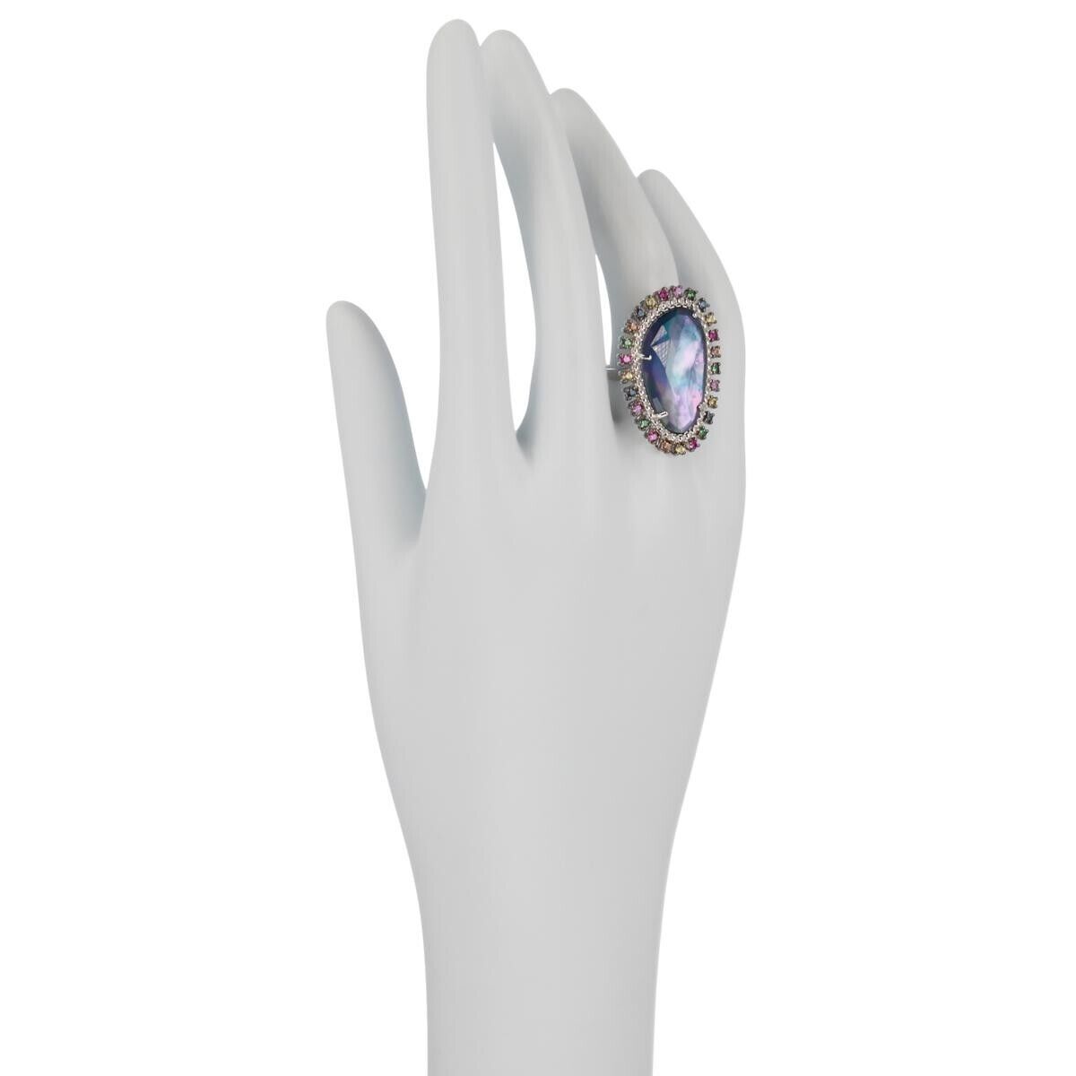 Rarities Sterling Silver Sapphire & Multi Gemstone Ring. Size 7