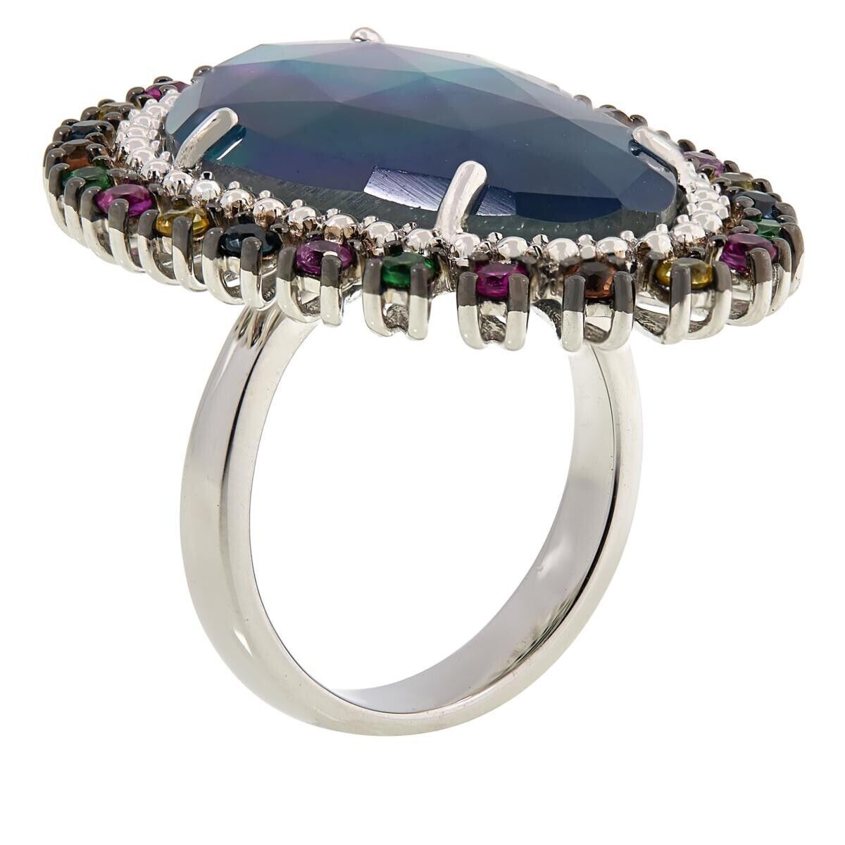 Rarities Sterling Silver Sapphire & Multi Gemstone Ring. Size 7
