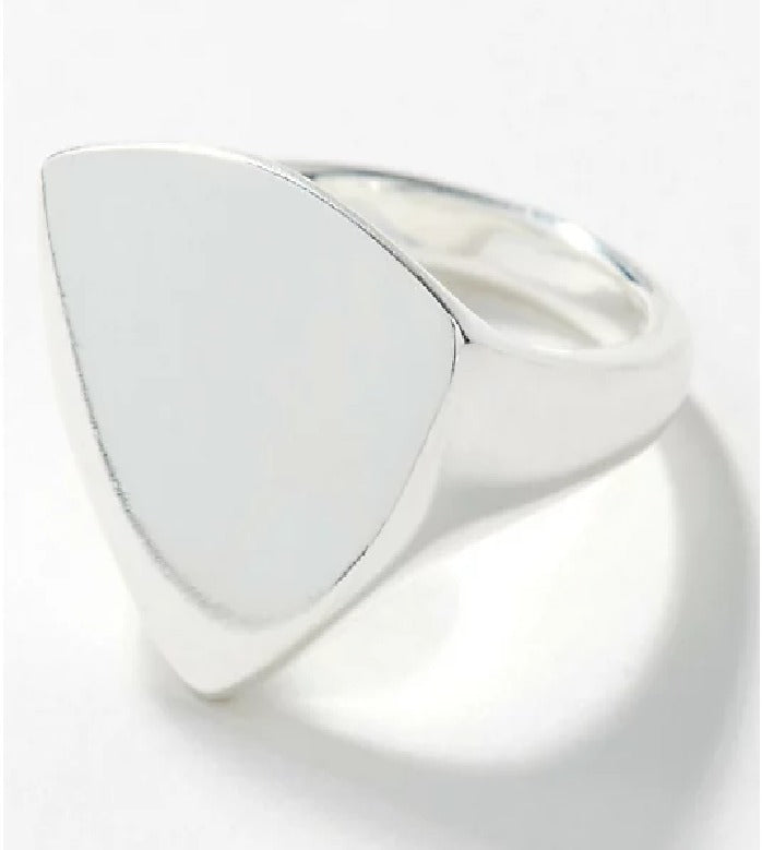 UltraFine 950 Silver Graduated band Polished Trillion Signet Signet Ring Size 10