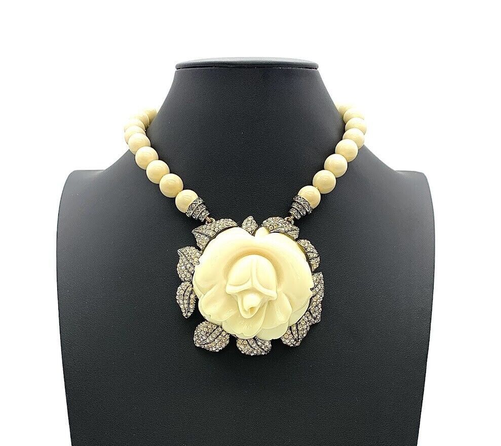 Heidi Daus Bronzetone "Premier Rose" Crystal Beaded Necklace. 16"+2" (3642987382