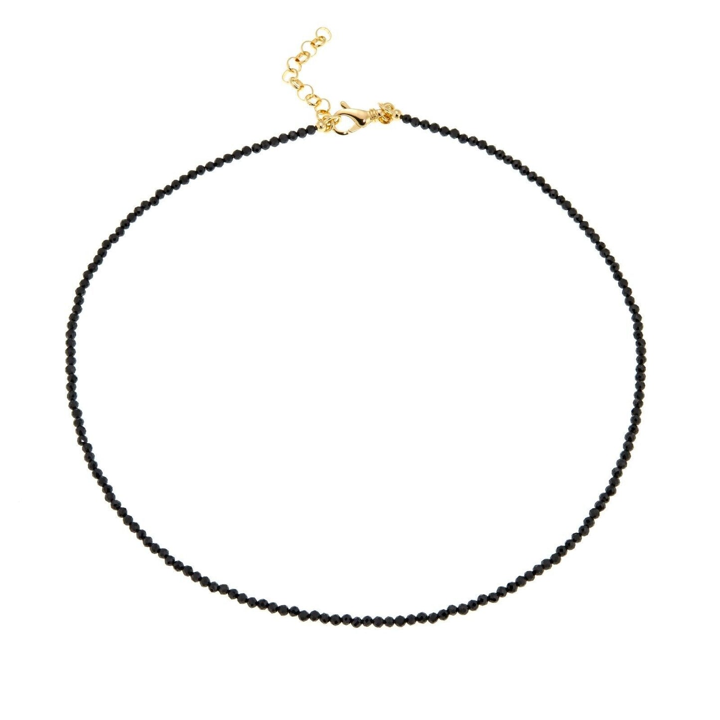 Bellezza Black Spinel Bead Bronze Necklace. 18"