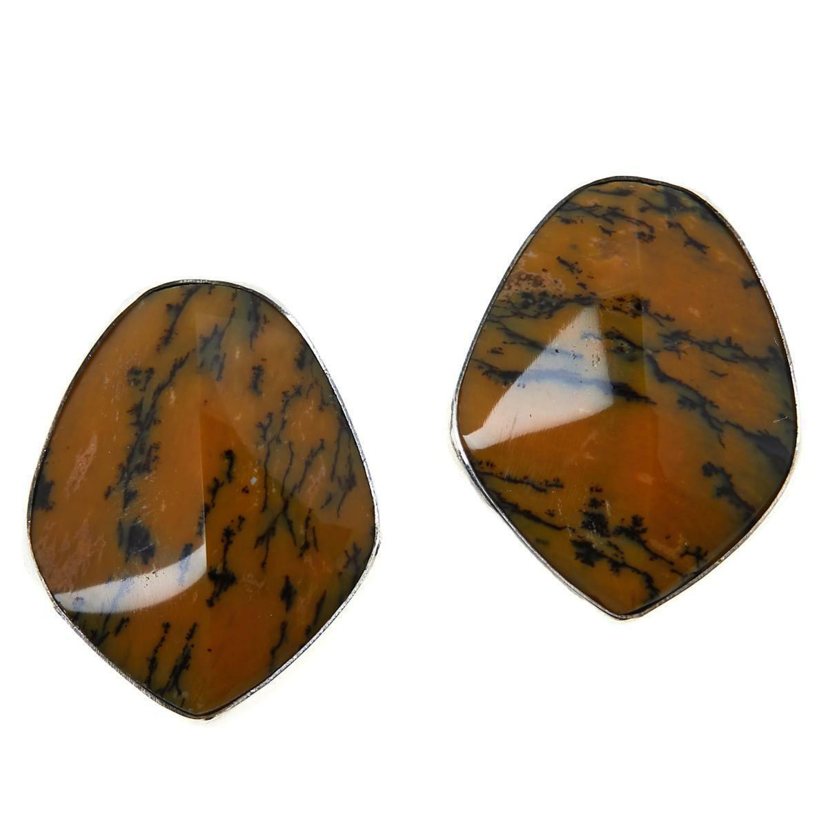 Jay King Sterling Silver Yellow and Black Dendritic Opal Earrings