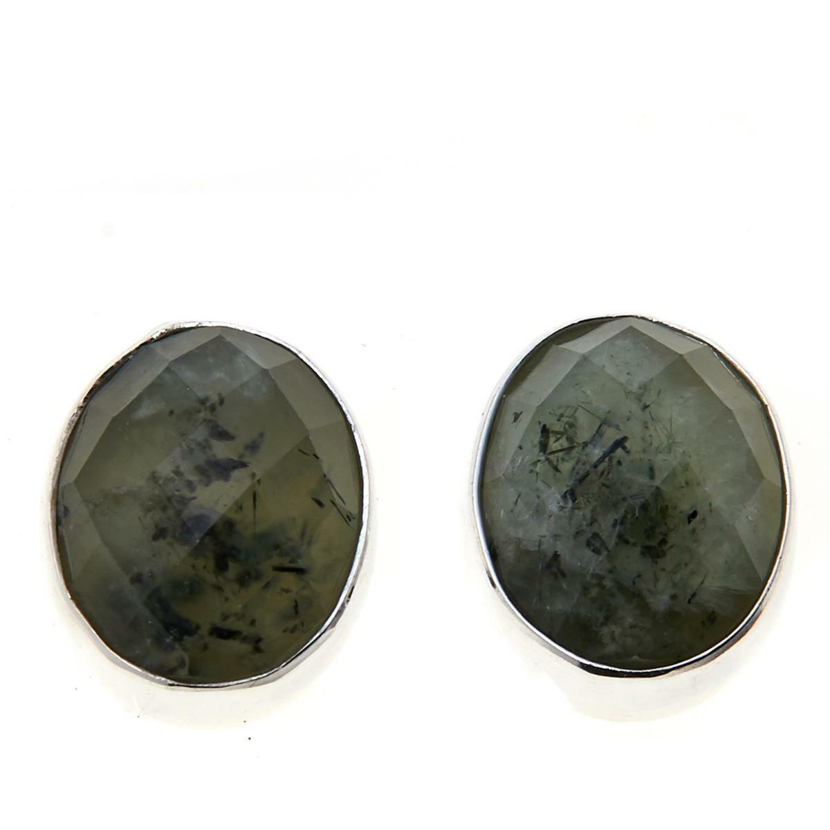 Jay King Sterling Silver Multi-Color Green Prehnite Oval Earrings