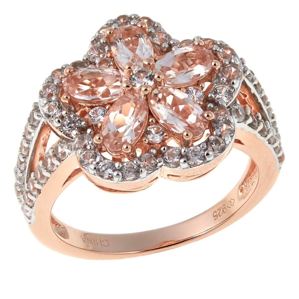 Colleen Lopez 2.25ctw Morganite and White Zircon Flower Ring, Size 7