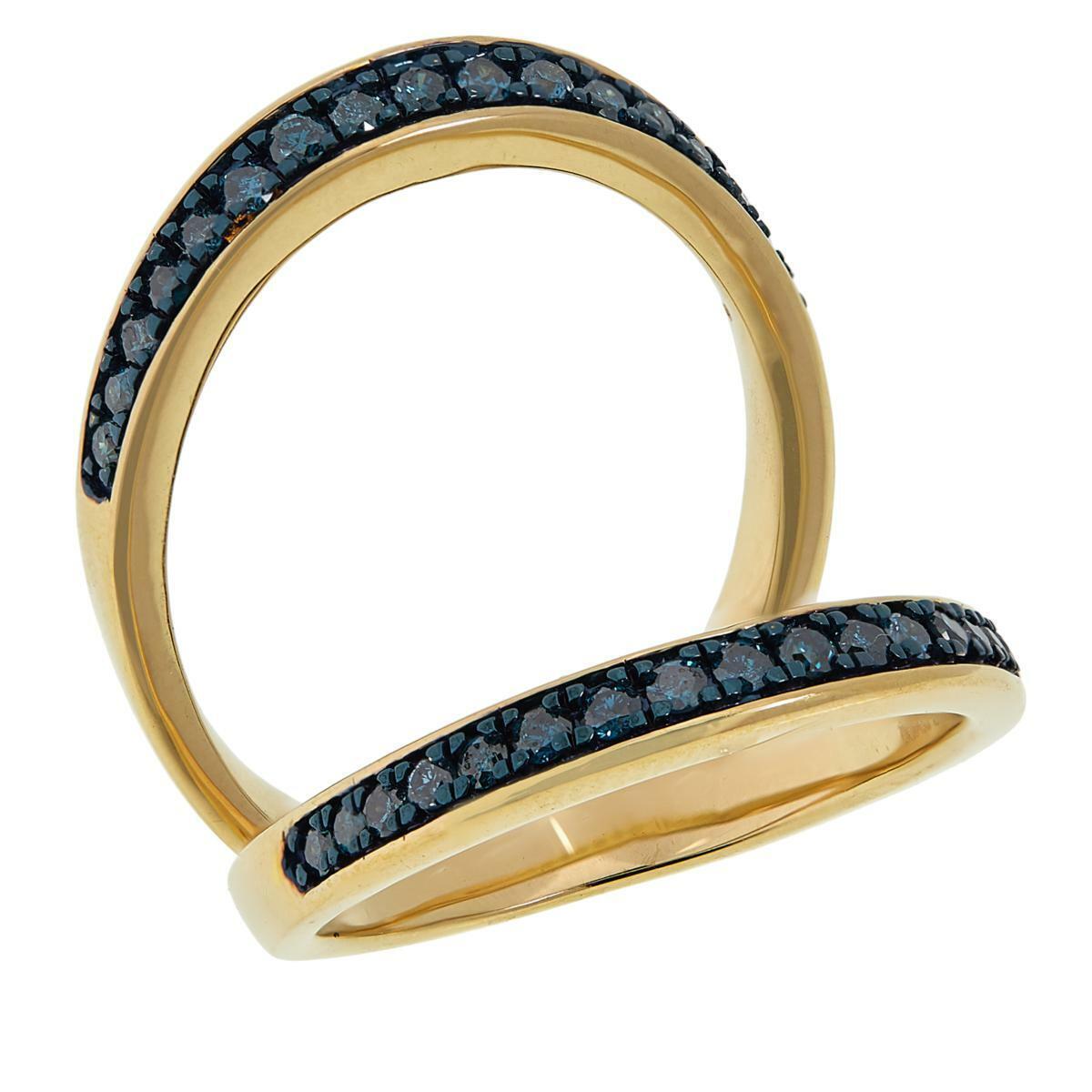 Colleen Lopez Gold Plated 0.50ct Blue Diamond Negative Space Ring, Size 5