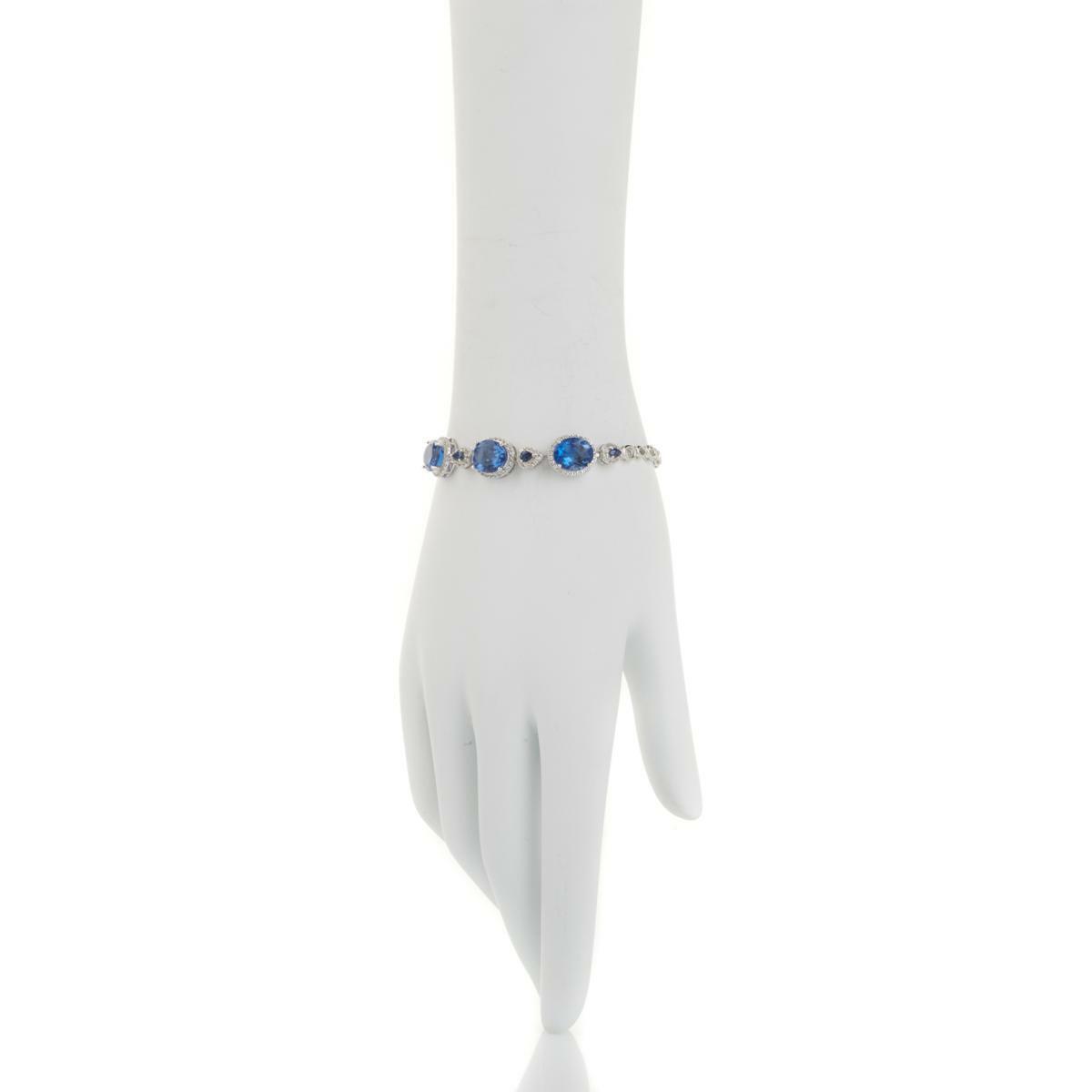 Colleen Lopez Fluorite, Sapphire & White Topaz Sterling 7-1/2" Bracelet Hsn $269