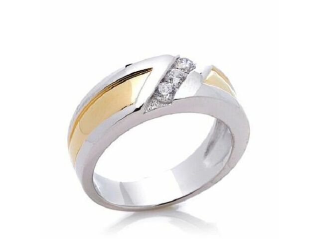 Men's Sterling 0.3 Ct Absolute 2-Tone Round Channel-Set Band Ring Size 10 HSN