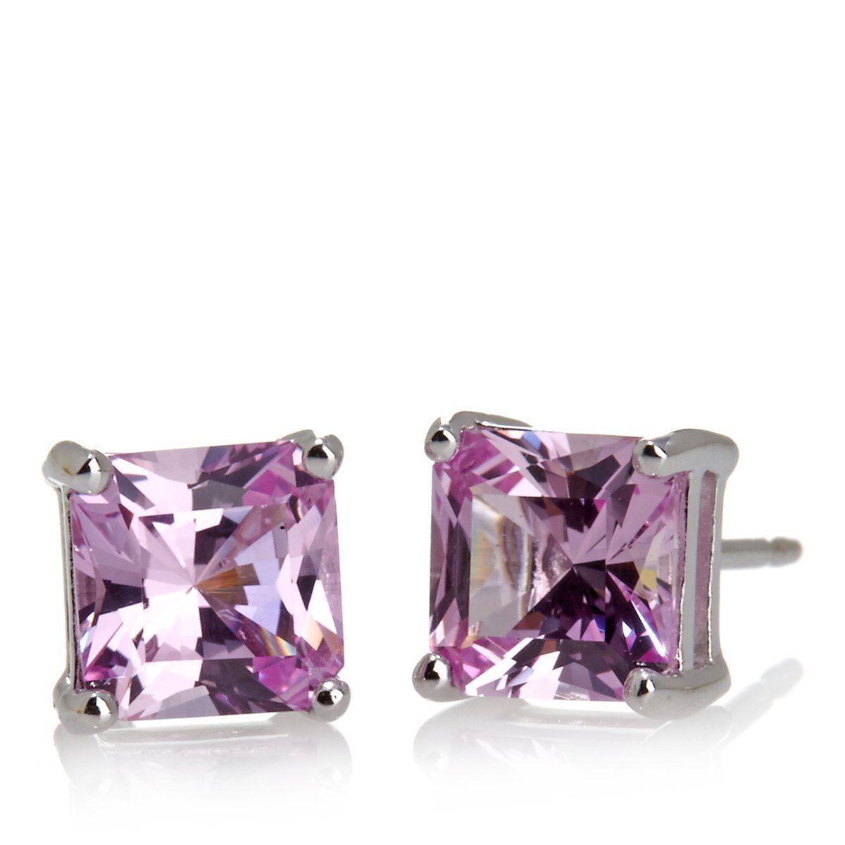 Absolute 1.4 Ct Created Pink Sapphire Princess-Cut 4-Prong Stud Earrings Hsn
