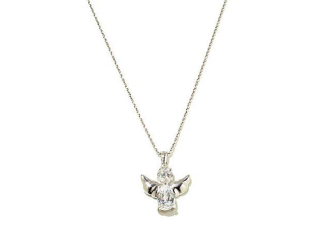 Absolute 2.10Ct Petite Guardian Angel Pendant 18" Necklace Chain Hsn !