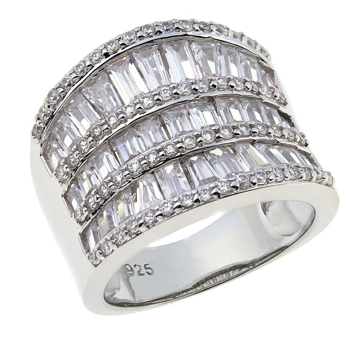 Absolute 3.46Ctw Cz Baguette And Round Multi-Row Saddle Ring Size 6 Hsn $90
