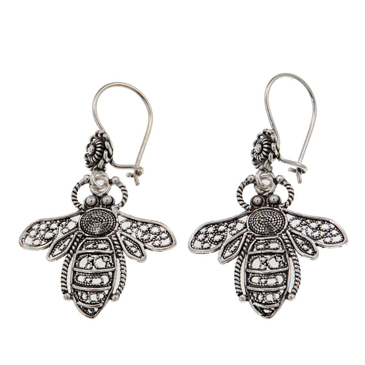 Ottoman Silver Jewelry  Bumblebee Filigree design Earrings