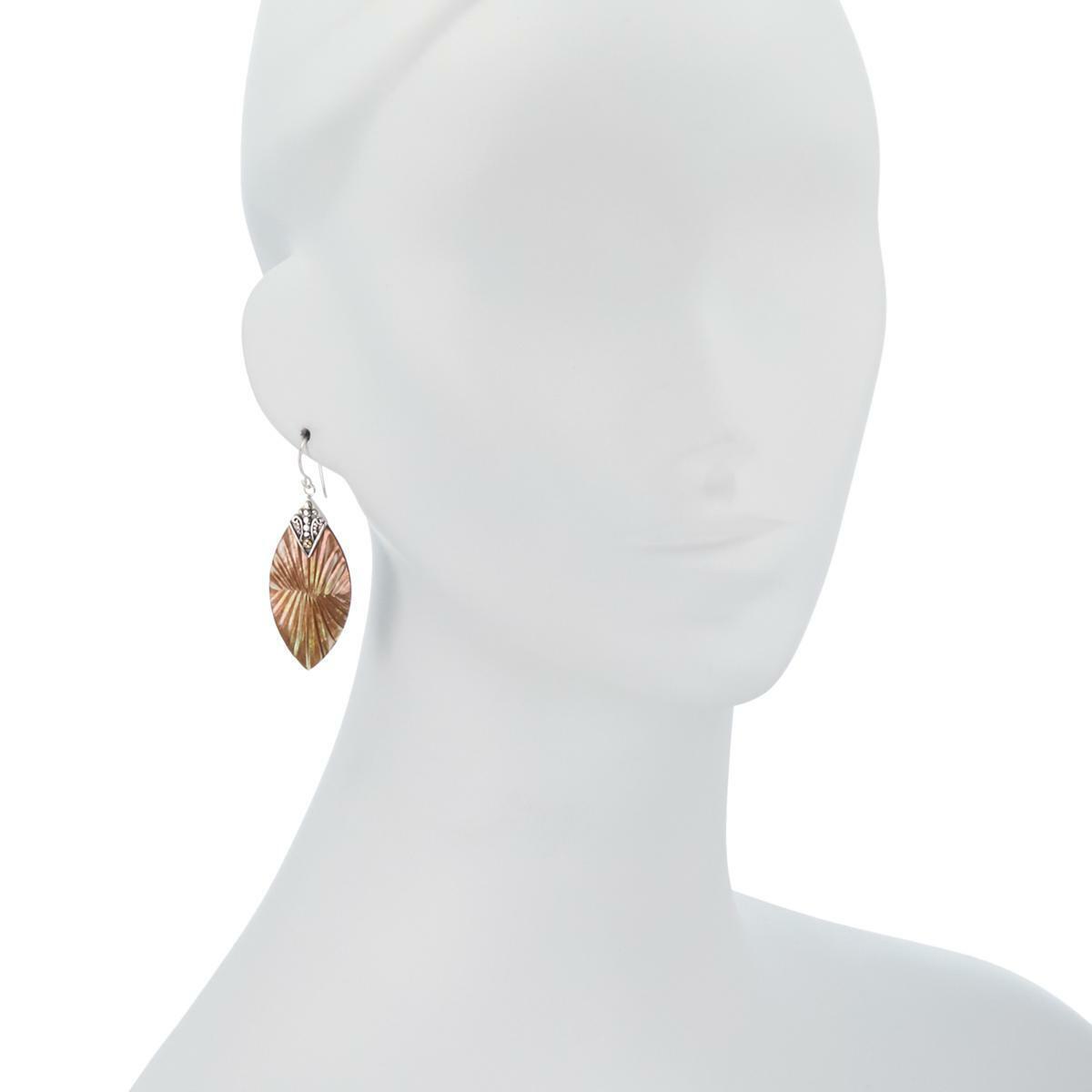 Bali RoManse 2-Tone Carved Mother-of-Pearl Dangle Earrings HSN $50.00
