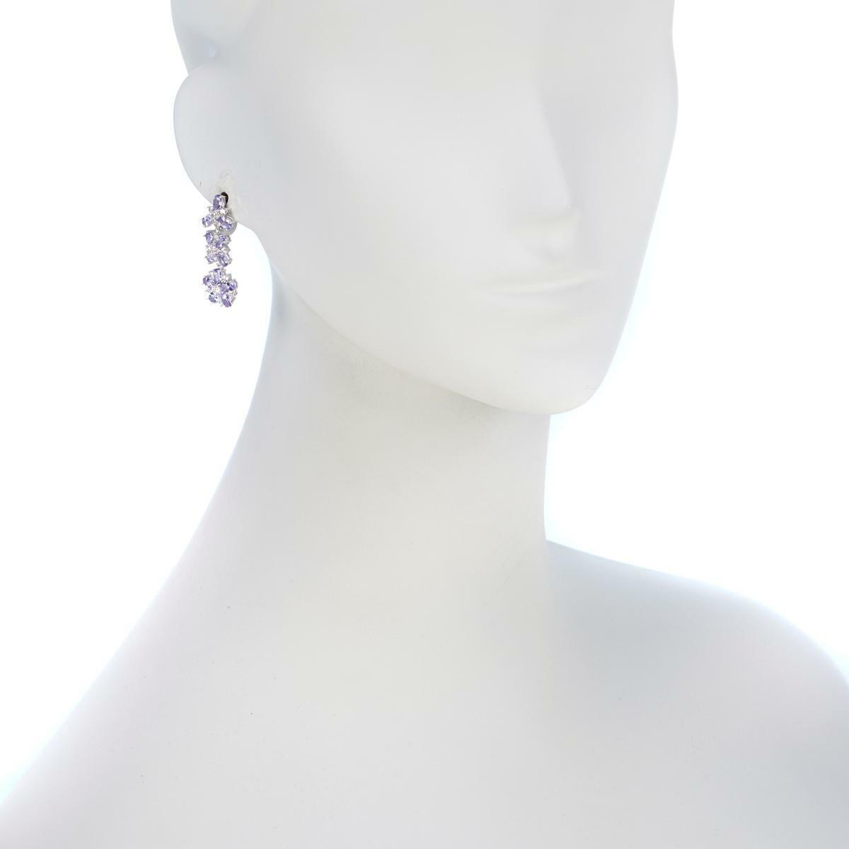 Colleen Lopez 761ctw Tanzanite and White Zircon Flower Drop Earrings