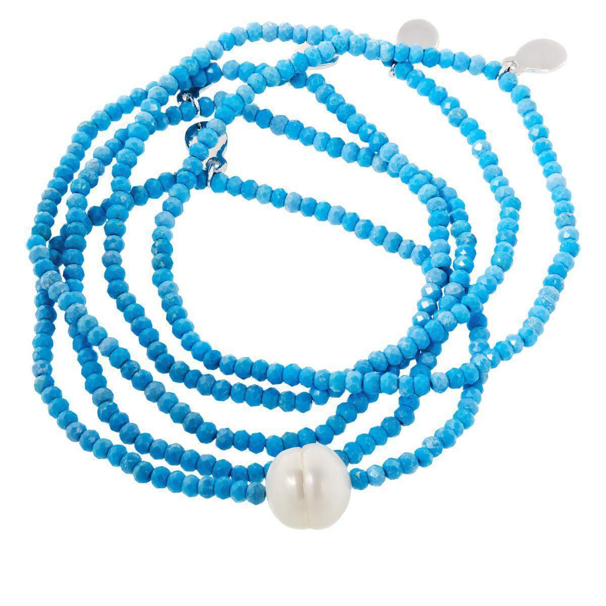 Colleen Lopez Cultured Freshwater Pearl & Turquoise Beaded Stretch Bracelet
