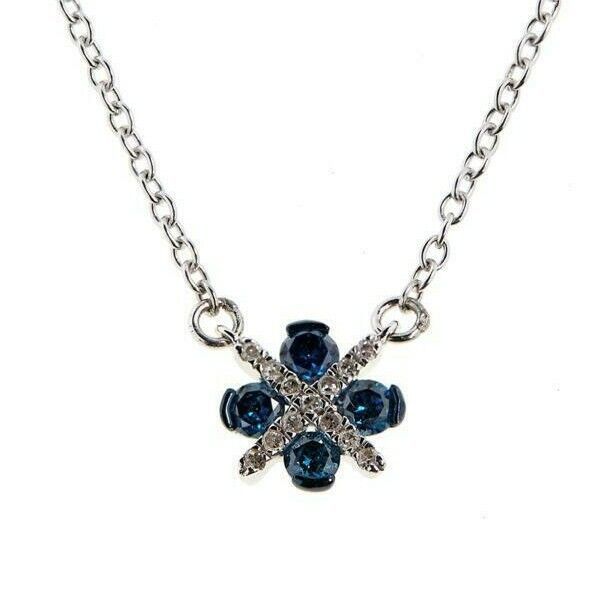 Colleen Lopez 0.33ctw Blue Diamond and White Diamond X&O" Starburst 16" Necklace