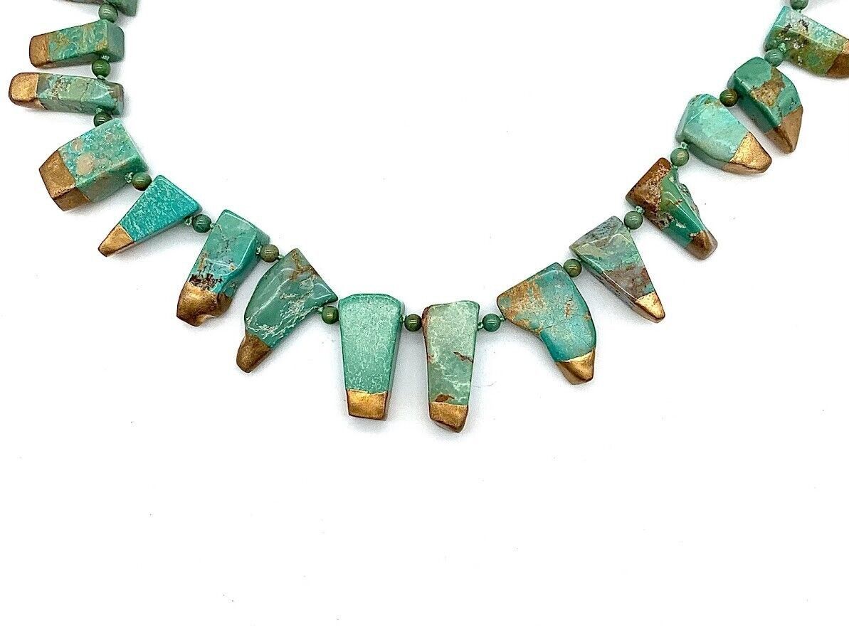 Rarities Sterling Silver Freeform CopperDipped Turquoise Necklace. 19"