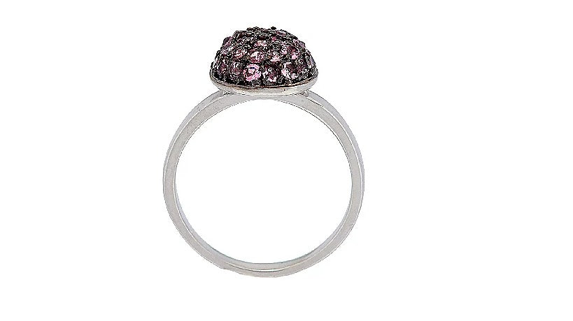 0.55 ct tw Exotic Gemstone Pave' Round Sterling Stack Ring, Size 7.