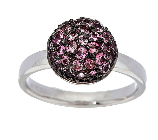 0.55 ct tw Exotic Gemstone Pave' Round Sterling Stack Ring, Size 7.