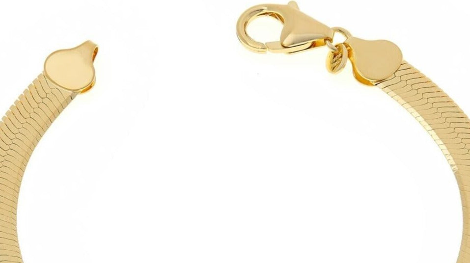 Bellezza Bronze Goldtone Herringbone Chain Bracelet. 7-1/2"