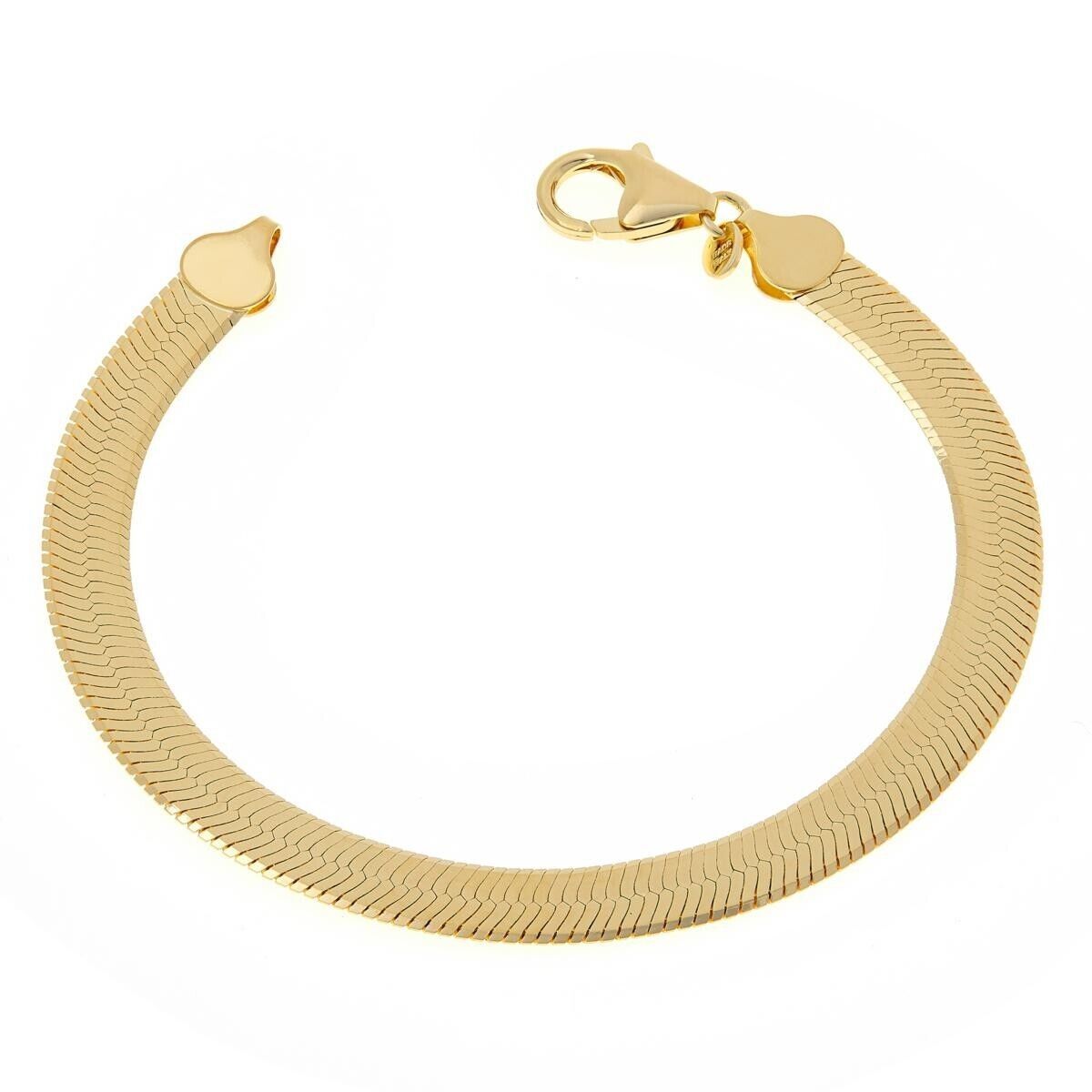 Bellezza Bronze Goldtone Herringbone Chain Bracelet. 7-1/2"