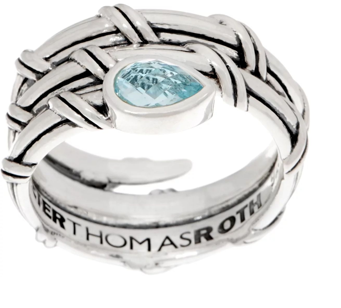 Peter Thomas Roth Sterling Silver Blue Topaz Wrap Ring. Size 6