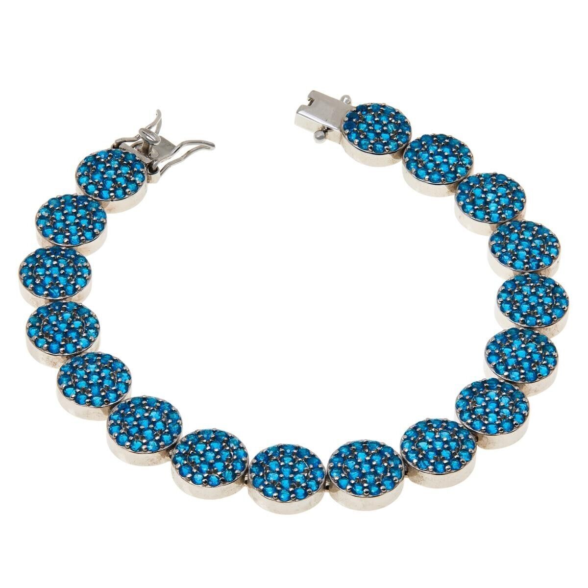 Colleen Lopez Sterling Silver Neon Apatite Bracelet. 6-3/4"