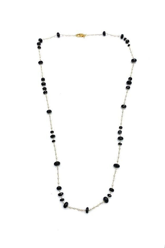 Rarities Sterling Silver Faceted Spinel & Bead Layering Necklace. 40"