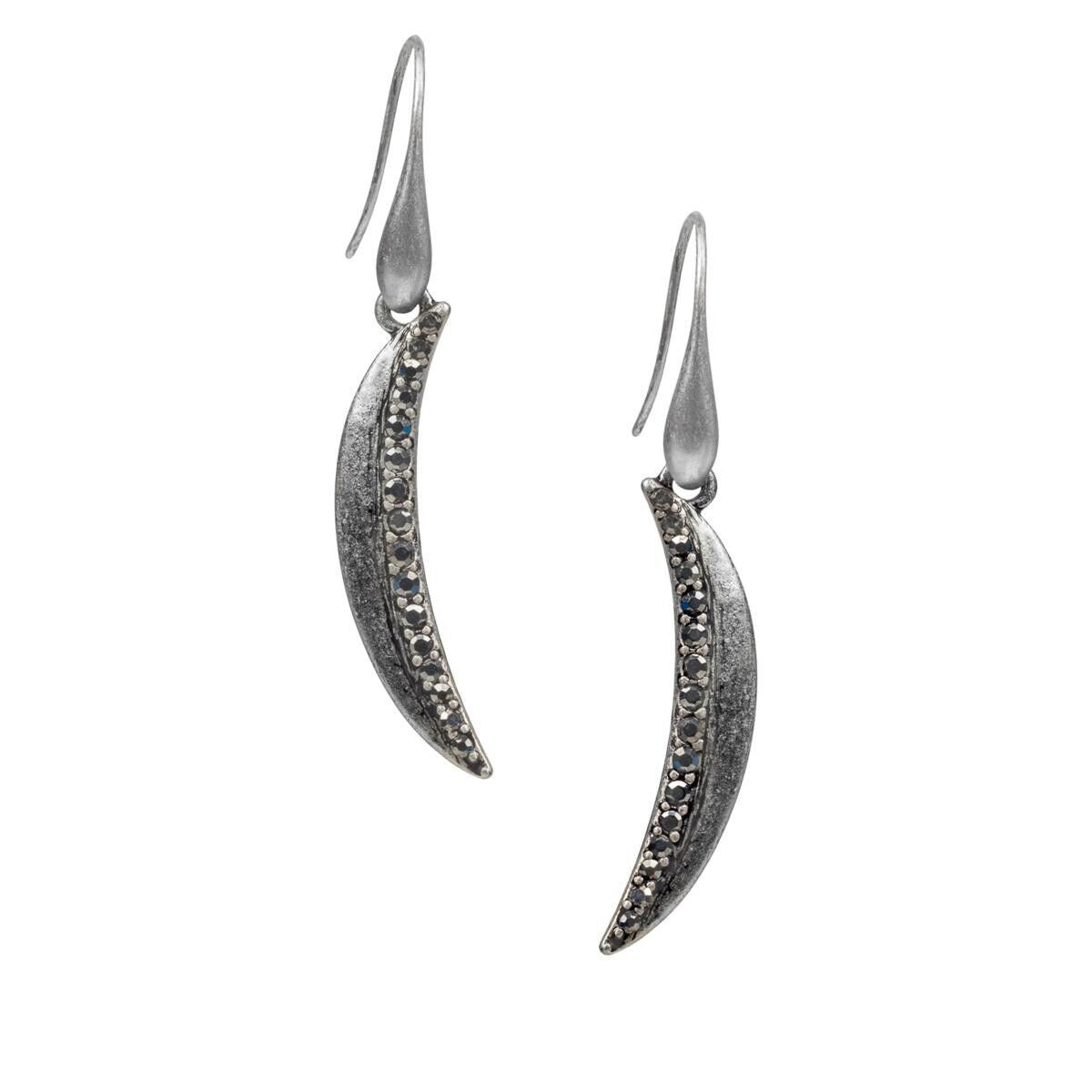 Patricia Nash Small Crescent Moon Drop Earrings. Silvertone (374309427978)