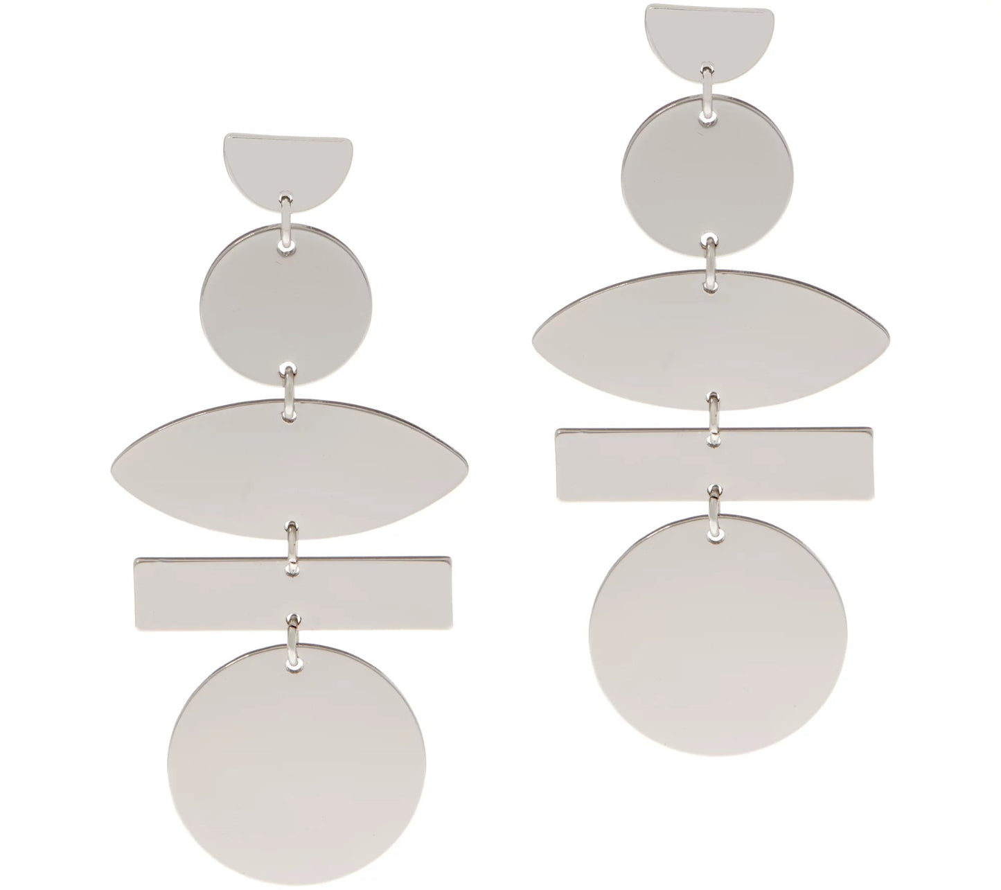 Susan Graver Multi shapes Geometric O-Rings Discs Dangle Earrings Gunmetal