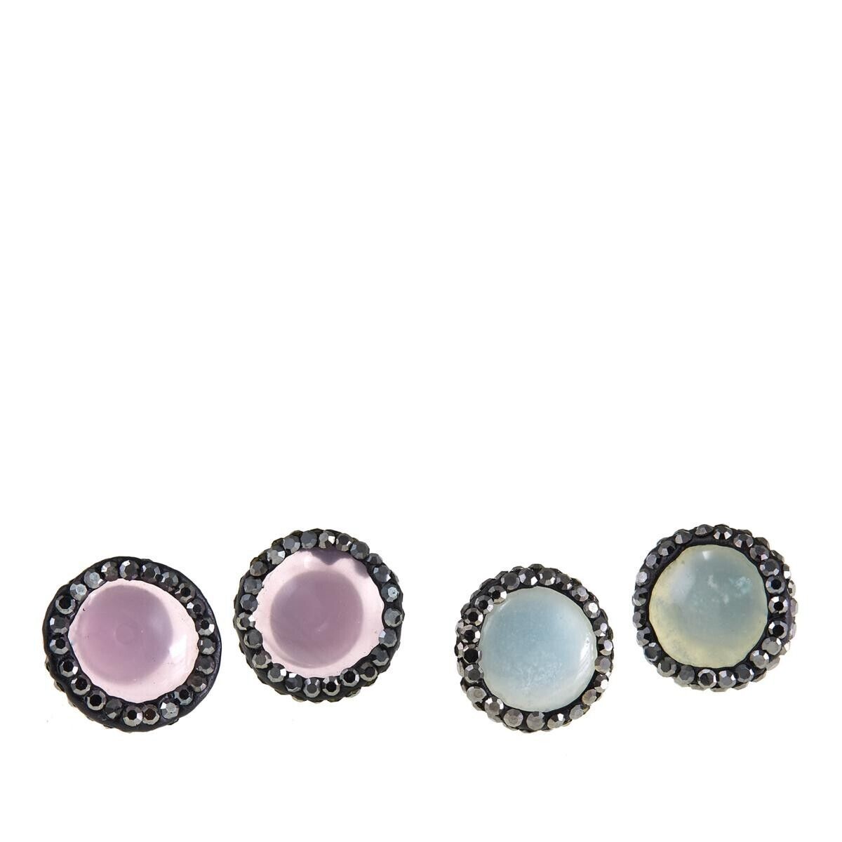 JK NY Mixed Color Pav Frame Stud Earrings (364018962098)