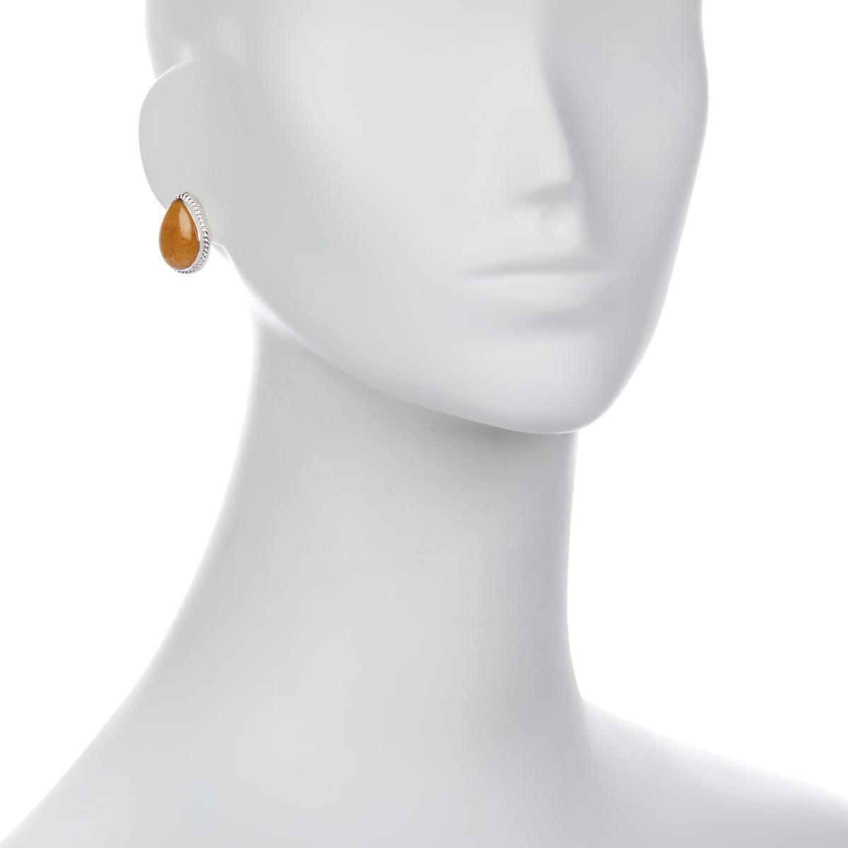 Jay King Sterling Silver Butterscotch Amber Pear-Shape Earrings. (364114570754)