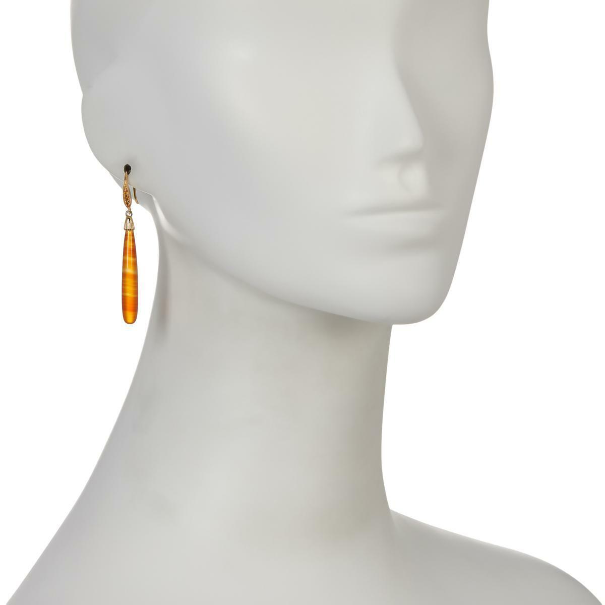 Rarities Gold-plated Sterling Silver Orange Agate Pear-shaped Drop Earrings