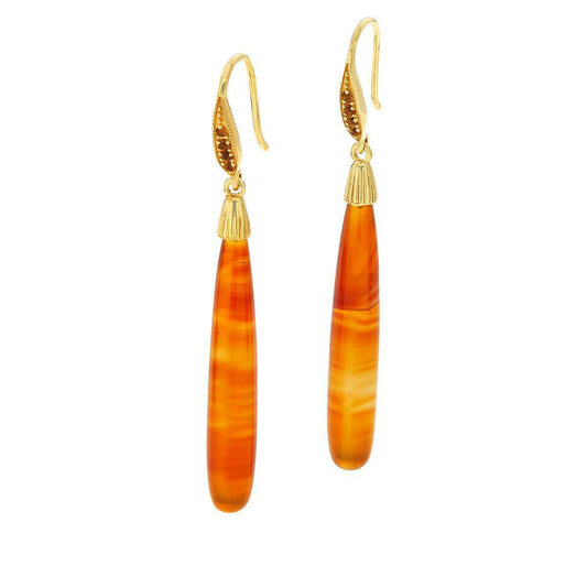 Rarities Gold-plated Sterling Silver Orange Agate Pear-shaped Drop Earrings