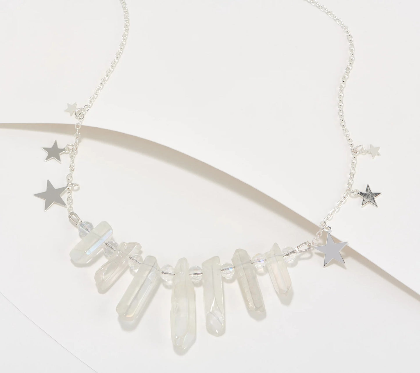 Kirks Folly Aurora Borealis Crystal Starlight Dangle Necklace 18"+3" SilverTone