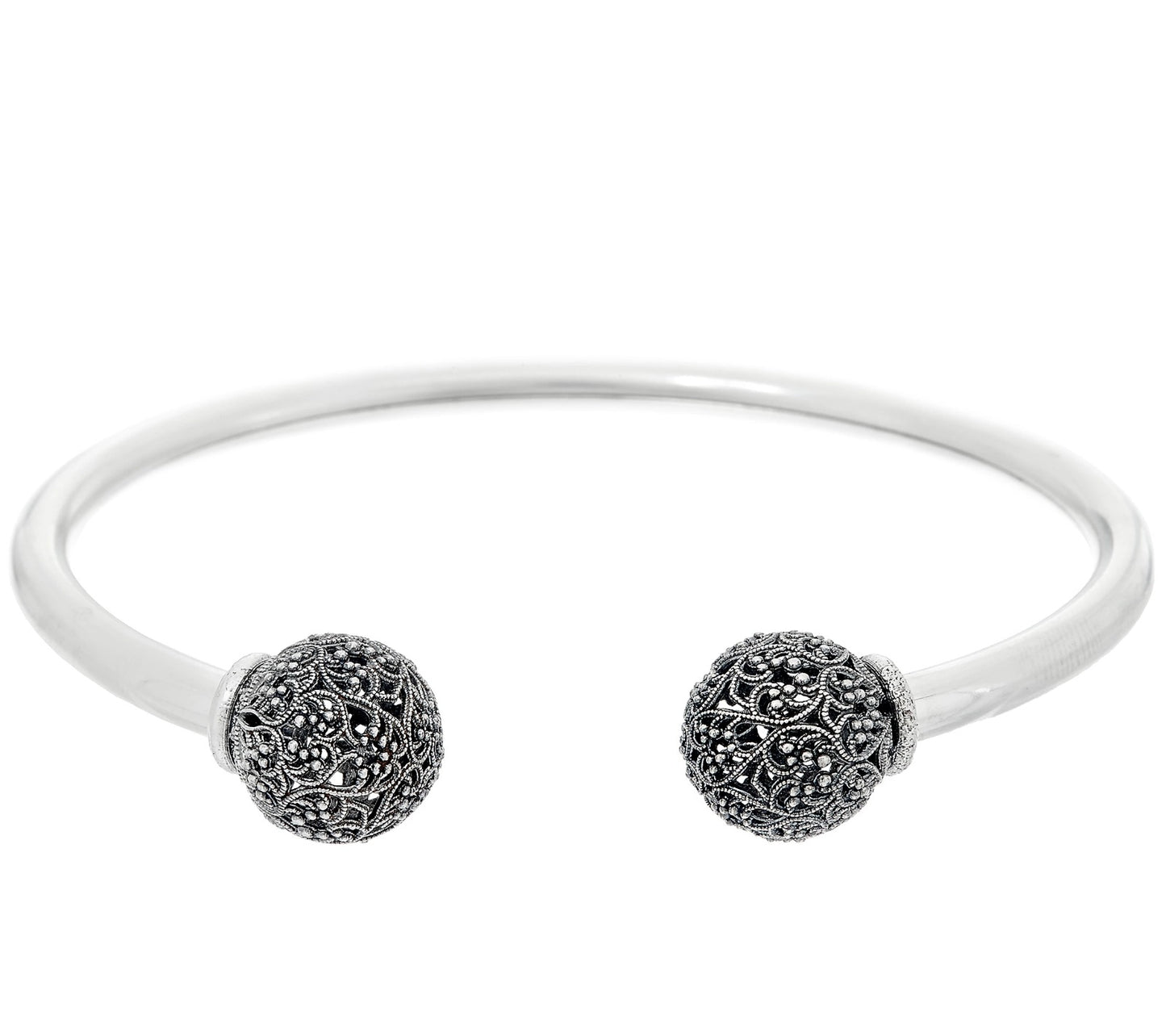 Or Paz Sterling Silver Lace 11.5Mm Bead Oxidized 6-3/4" Cuff Bracelet 10.5G Qvc