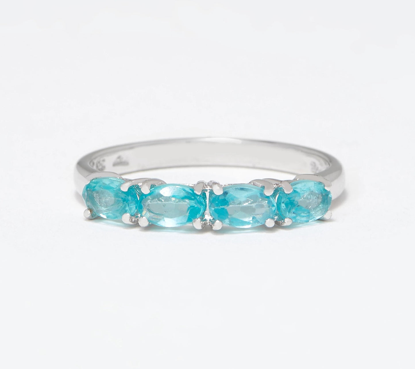 Sterling Silver Colors of Apatite Band Ring, Sterling Silver. Size.5. Blue