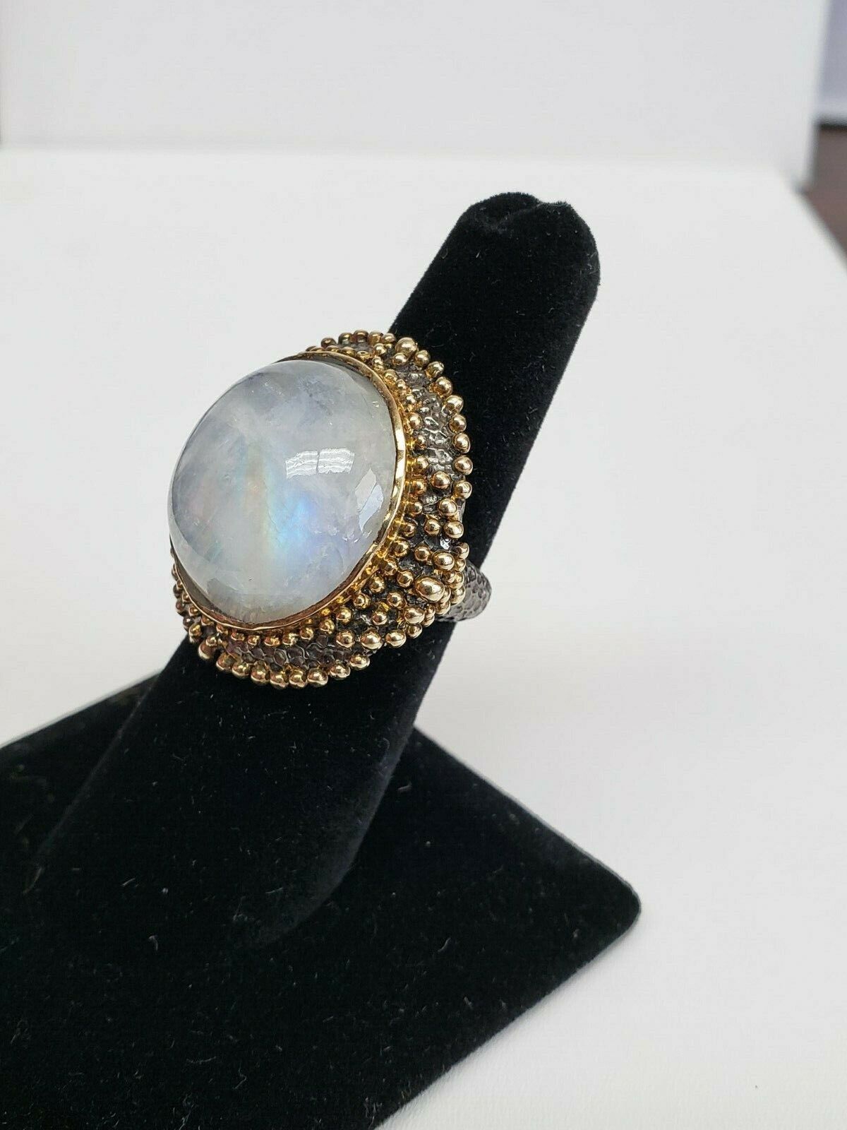 Jewels Of Istanbul Round Rainbow Moonstone Ring Size 5