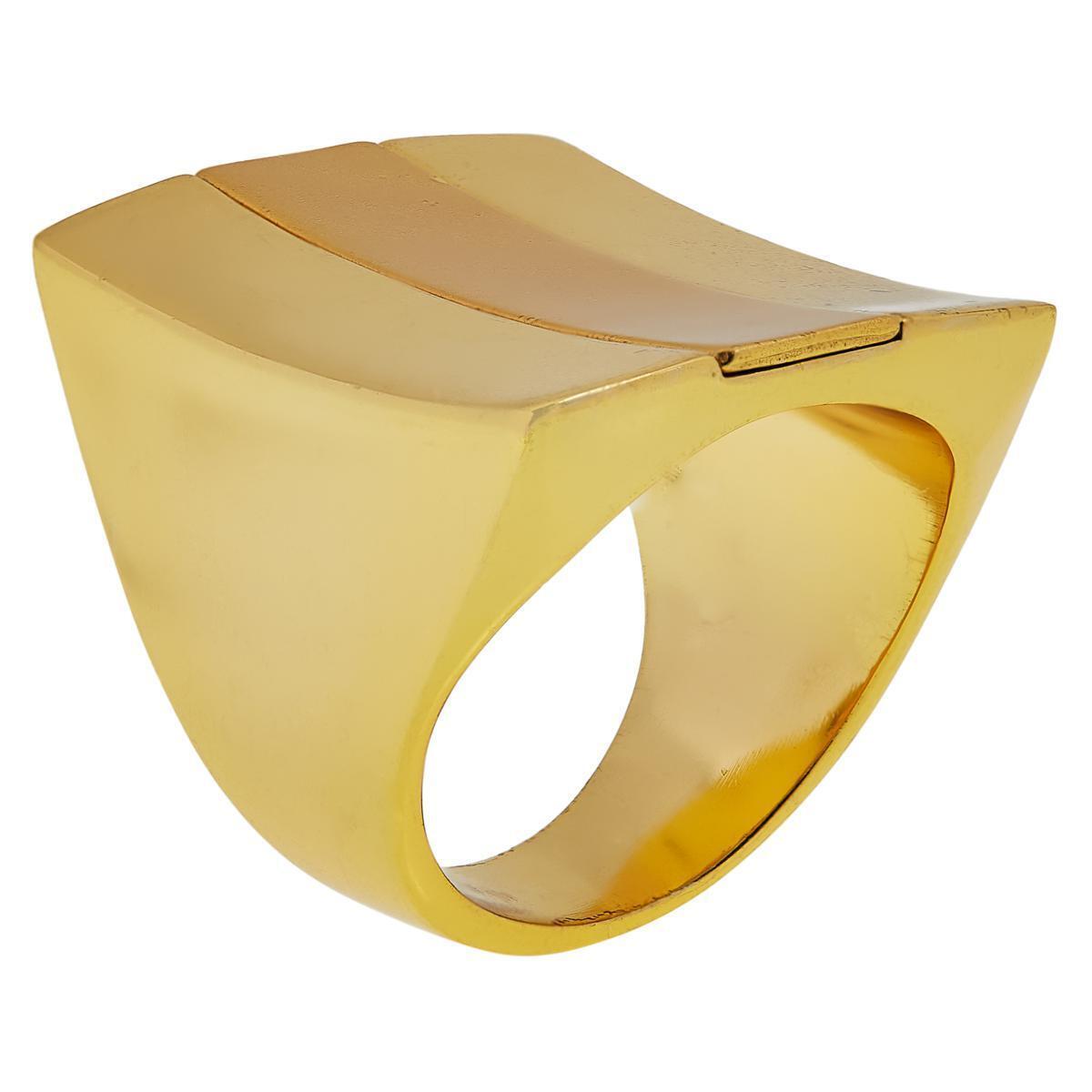 MarlaWynne Gold-tone Matte and Polished Inset Line Ring. Size 5
