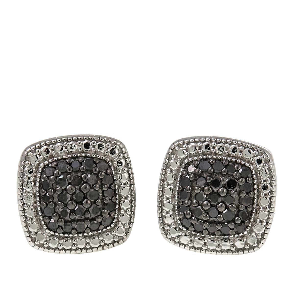 .25ctw Black Diamond Sterling Silver Cushion-Shaped Stud Earrings HSN $135