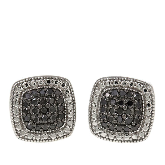 .25ctw Black Diamond Sterling Silver Cushion-Shaped Stud Earrings HSN $135